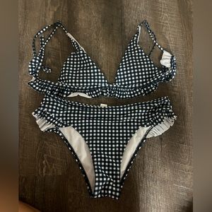 Black and white checkered bikini set